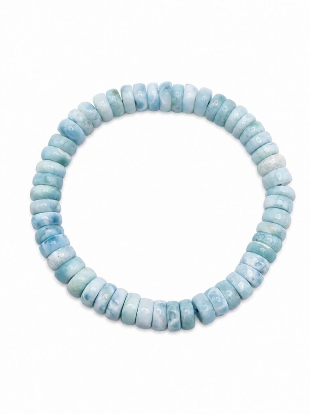 Larimar Rondelle Beaded Stretchy Bracelet 8mm
